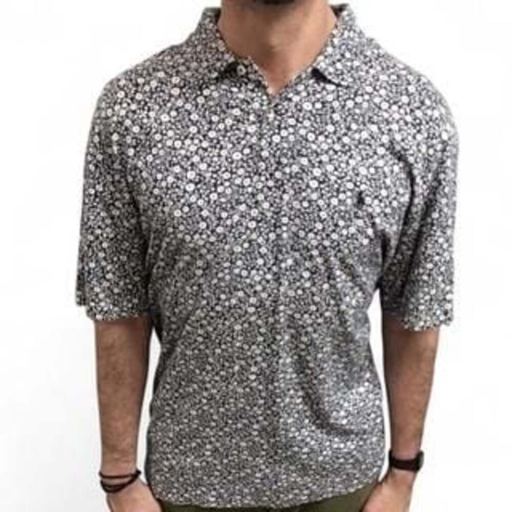 Vintage 90s Ralph Lauren Floral Polo Shirt - Blue & White, Size XL